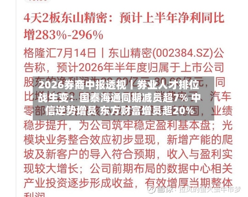 2026券商中报透视丨券业人才排位战生变：国泰海通同期减员超7% 中信逆势增员 东方财富增员超20%-第3张图片