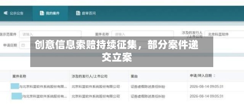 创意信息索赔持续征集，部分案件递交立案-第2张图片