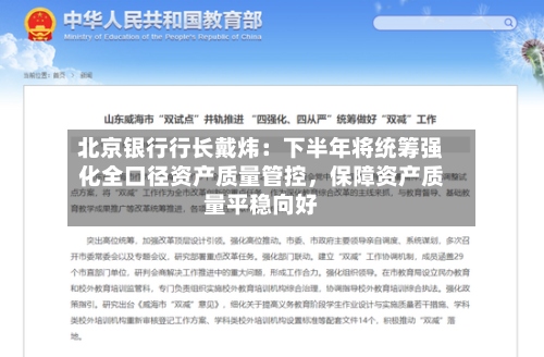 北京银行行长戴炜：下半年将统筹强化全口径资产质量管控	，保障资产质量平稳向好-第2张图片