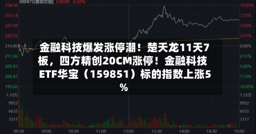 金融科技爆发涨停潮！楚天龙11天7板，四方精创20CM涨停！金融科技ETF华宝（159851）标的指数上涨5%-第2张图片