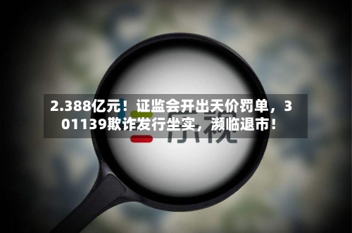 2.388亿元！证监会开出天价罚单，301139欺诈发行坐实，濒临退市！-第2张图片