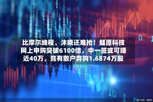 比摩尔线程	、沐曦还难抢！燧原科技网上申购突破6100倍，中一签或可赚近40万，竟有散户弃购1.6874万股-第2张图片