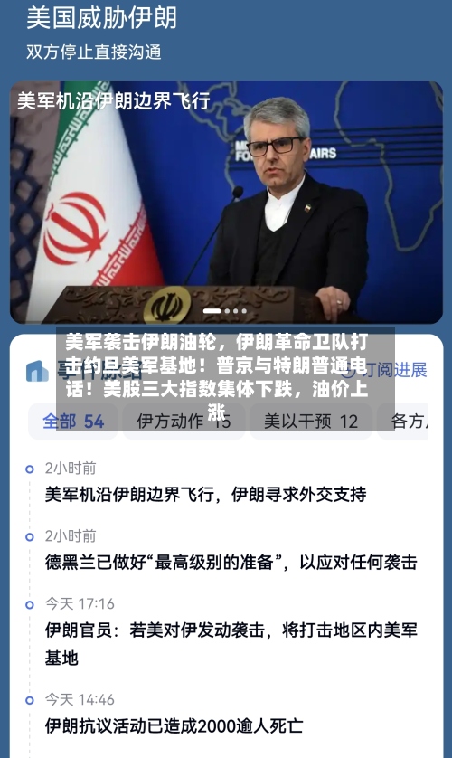 美军袭击伊朗油轮，伊朗革命卫队打击约旦美军基地！普京与特朗普通电话！美股三大指数集体下跌	，油价上涨-第1张图片