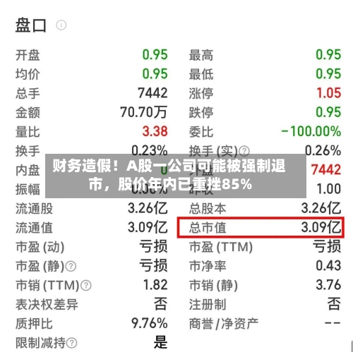 财务造假！A股一公司可能被强制退市，股价年内已重挫85%