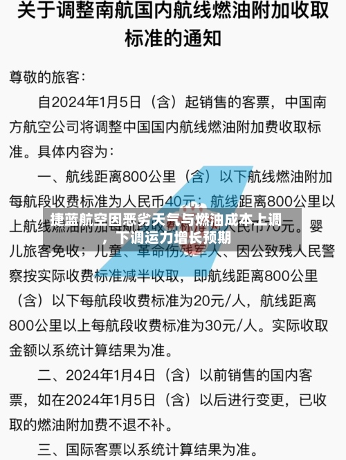 捷蓝航空因恶劣天气与燃油成本上调	，下调运力增长预期-第2张图片
