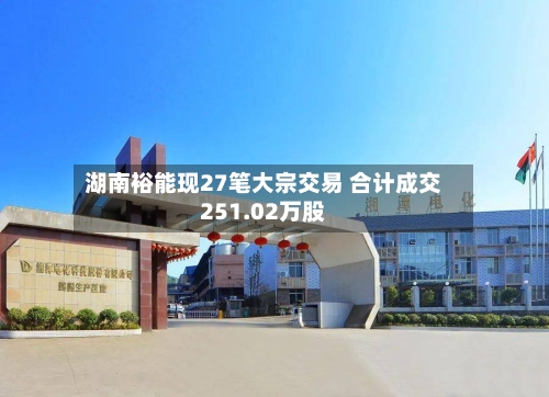 湖南裕能现27笔大宗交易 合计成交251.02万股-第1张图片