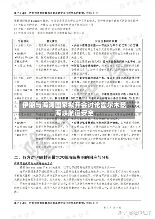 伊朗与海湾国家拟开会讨论霍尔木兹海峡航运安全-第1张图片