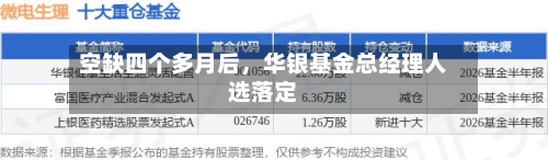空缺四个多月后，华银基金总经理人选落定