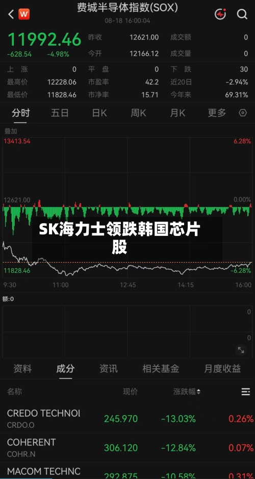 SK海力士领跌韩国芯片股