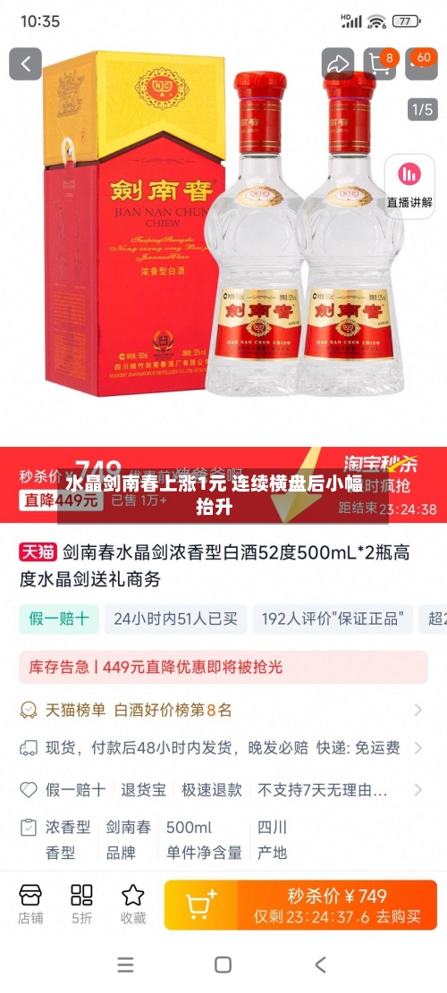 水晶剑南春上涨1元 连续横盘后小幅抬升-第2张图片