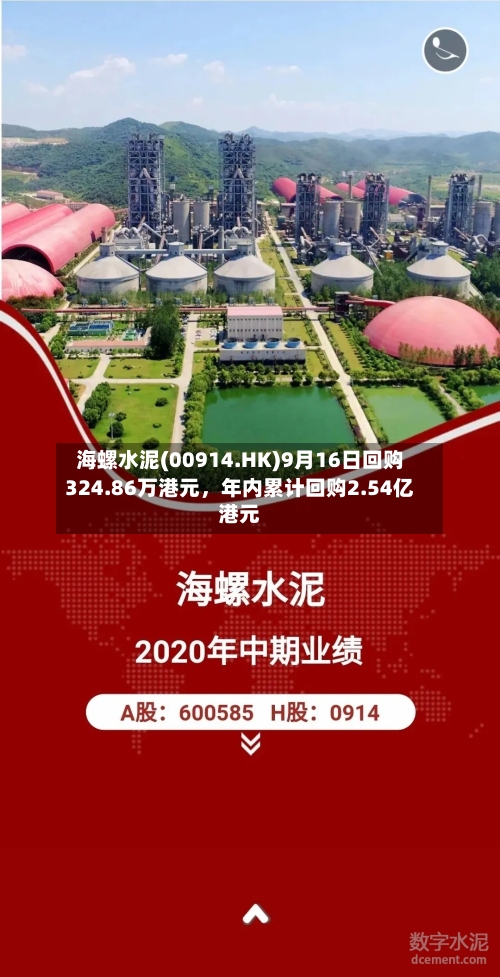 海螺水泥(00914.HK)9月16日回购324.86万港元，年内累计回购2.54亿港元-第1张图片