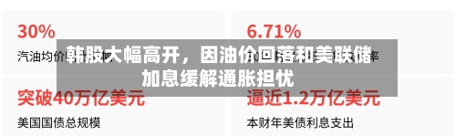 韩股大幅高开，因油价回落和美联储加息缓解通胀担忧