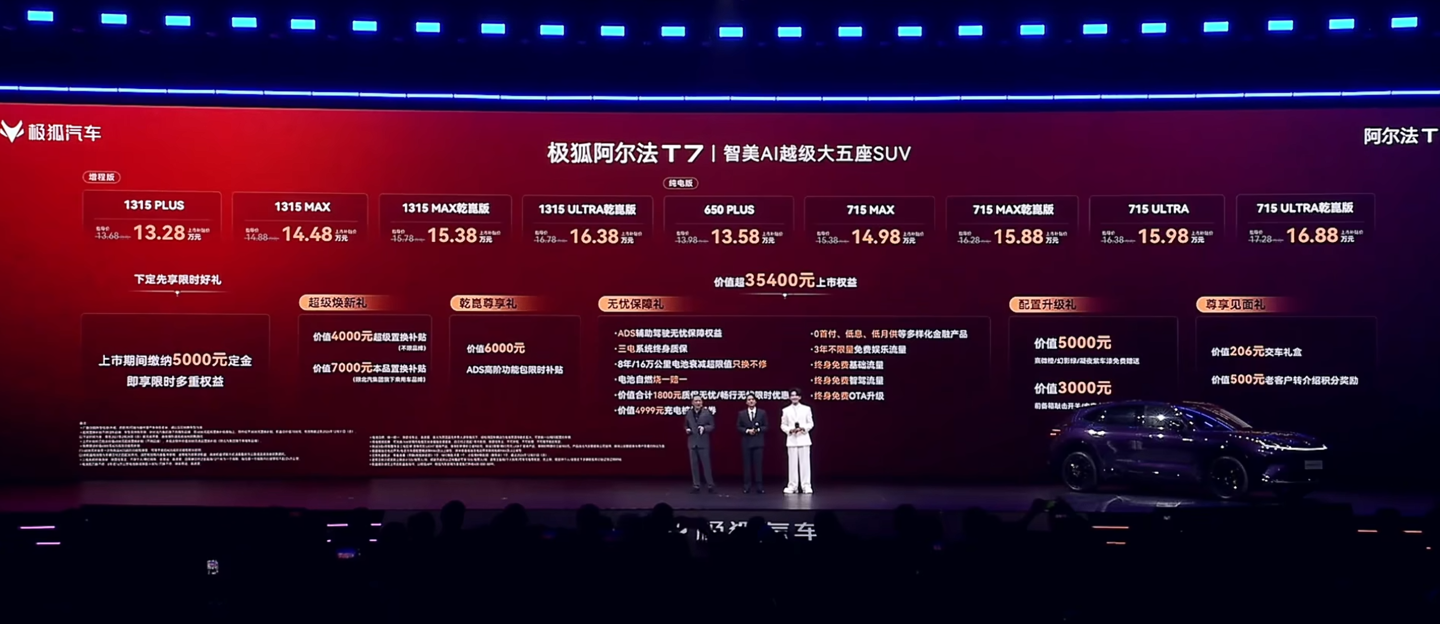 上市补贴价 13.28 万元起：极狐阿尔法 T7 汽车上市，可选增程 / 纯电动力	、华为乾崑智驾 ADS 5 Pro